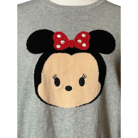DISNEY STORE Tsum Tsum Minnie Mouse Knit Sweater Gray Graphic Size M GUC - Picture 7 of 8